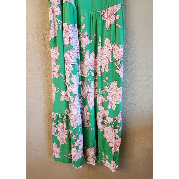 CAbi Weekend Dress SZ Large Green and Pink Mid-length Sleeveless - Picture 6 of 10